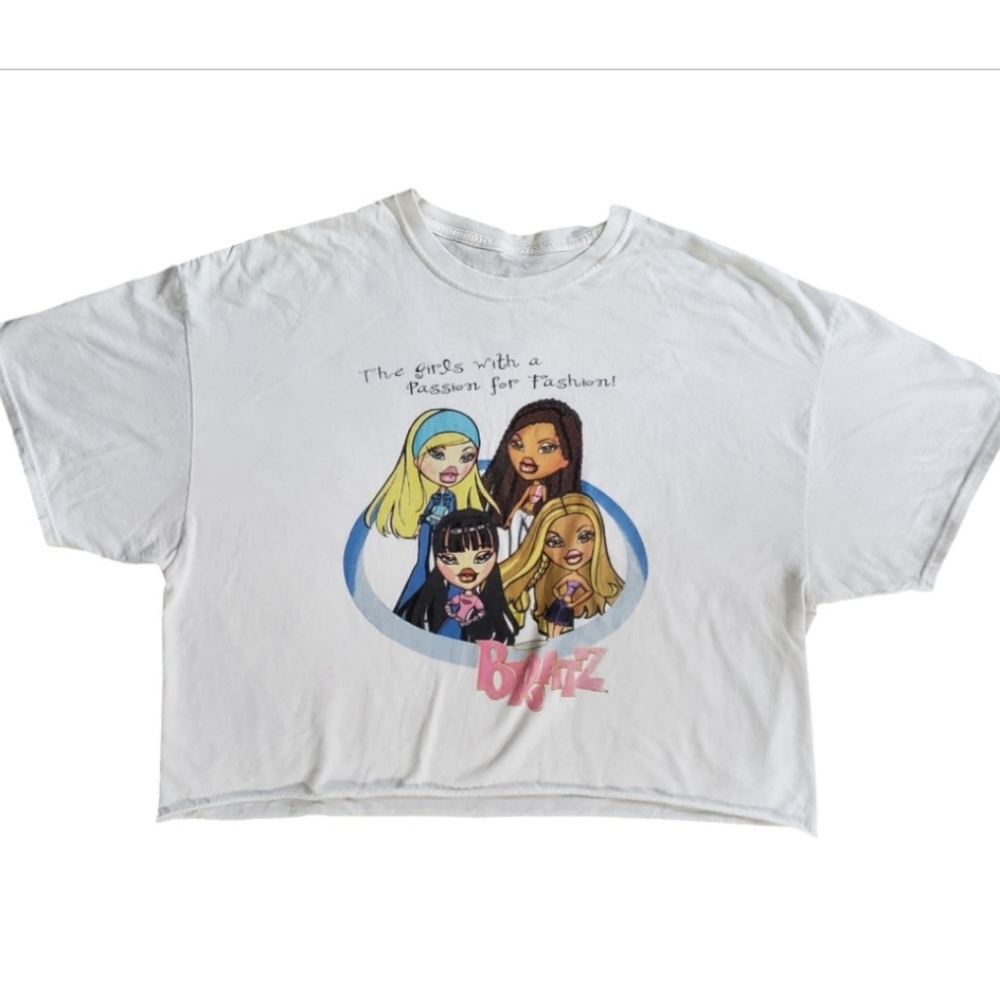 Bratz Dolls Cropped T-shirt Plus 3XL White Y2K Retro 90s Coastal Cotton Teen Tee